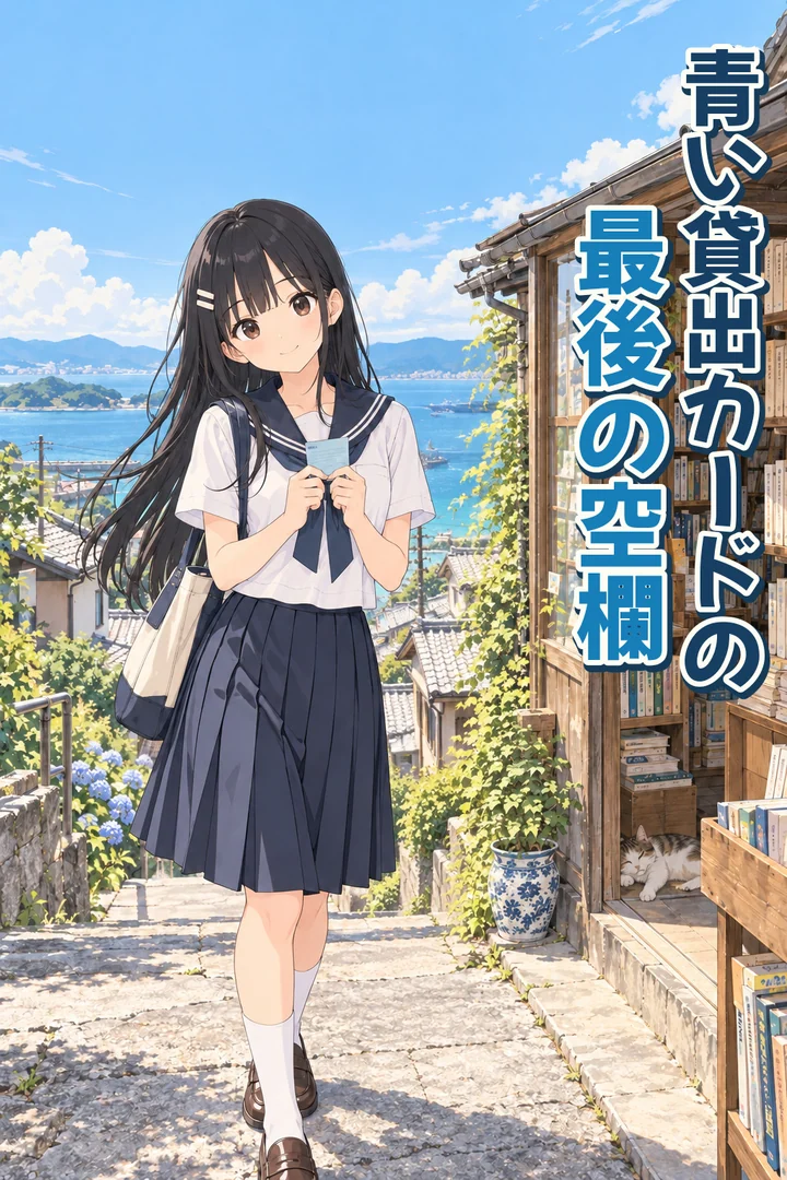 原创演示小说《蓝色借书卡的最后一栏》封面